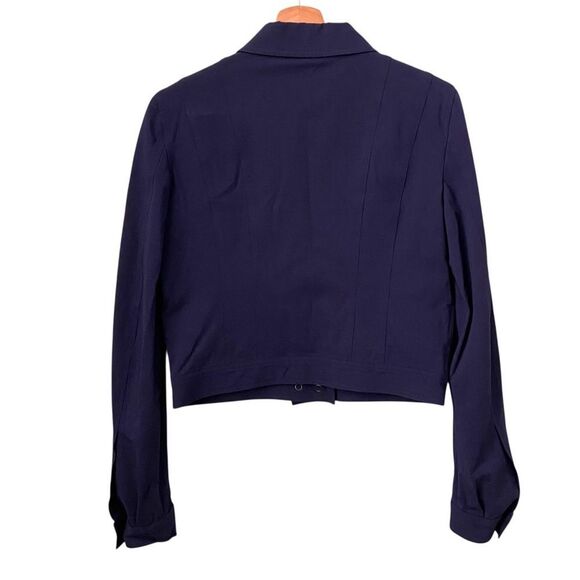Cheap and Chic By Moschino Made in Italy Crop Log Sleeve Front Zip Navy Jacket 8 - Picture 2 of 7